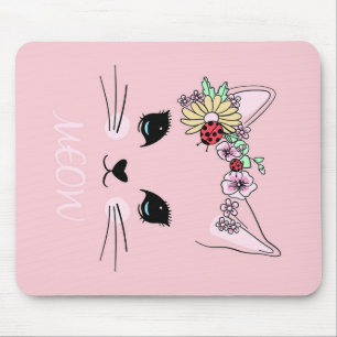 Schönes Cat Face Meow Pink Niedlich Kitten Funny C Mousepad