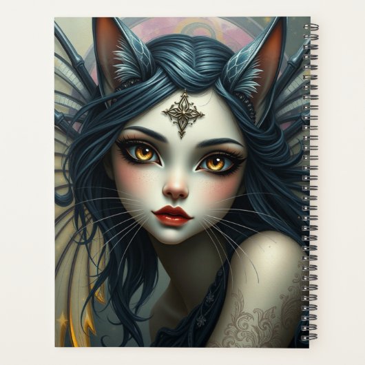 Schönes Cat Fairy-Portrait Planer (Rückseite)