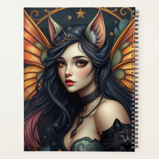 Schönes Cat Fairy-Portrait Planer (Rückseite)