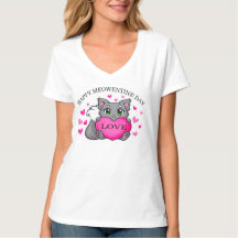 Schönes Cat Happy Meowentine Day Valentine V-Nick