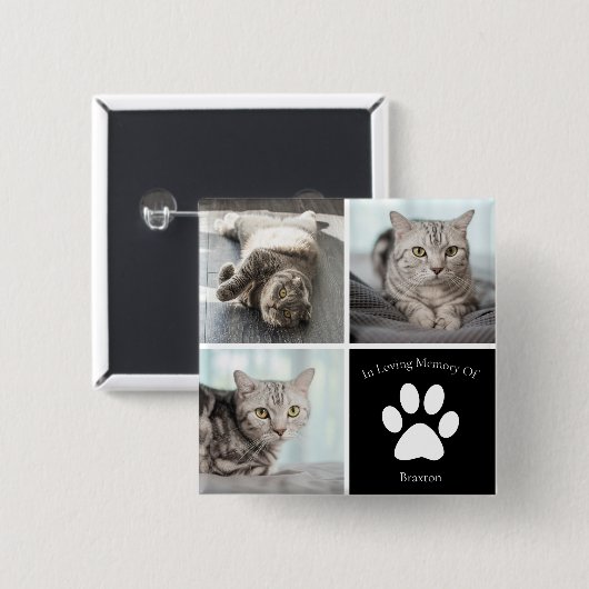 Schönes Cat Memorial Custom Pet Foto Keepake Button (Vorne & Hinten)