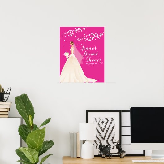 Schönes Chci Pink Bride Brautparty Poster (Heimbüro)