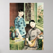 Schönes chinesisches Frauenmusikportrait Altes Chi Poster (Vorne)