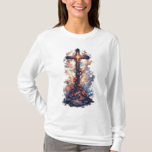 Schönes christliches Frauenkreuz Langarmshirt T-Shirt