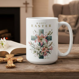 Schönes Christliches Ostern mit Blumenkreuz Kaffeetasse