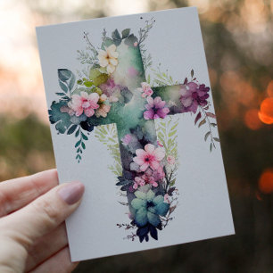 Schönes Christliches Wasserfarbkreuz Feiertagskarte