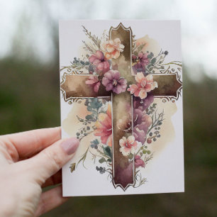 Schönes Christliches Wasserfarbkreuz Feiertagskarte