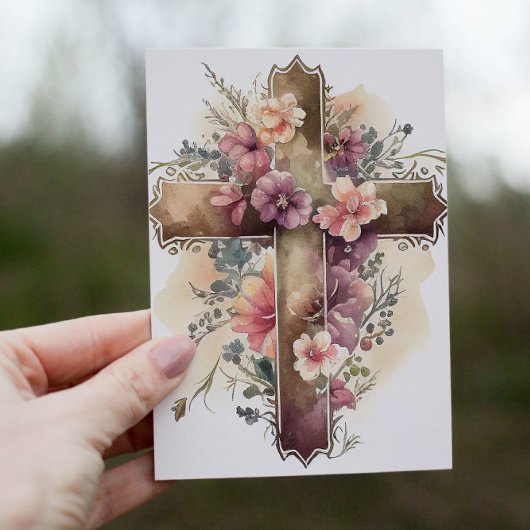 Schönes Christliches Wasserfarbkreuz Feiertagskarte