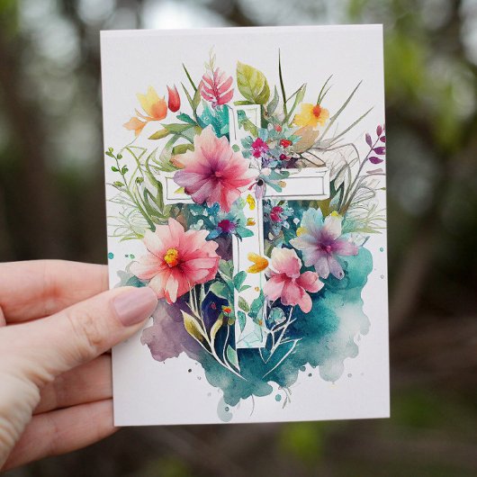 Schönes Christliches Wasserfarbkreuz Feiertagskarte