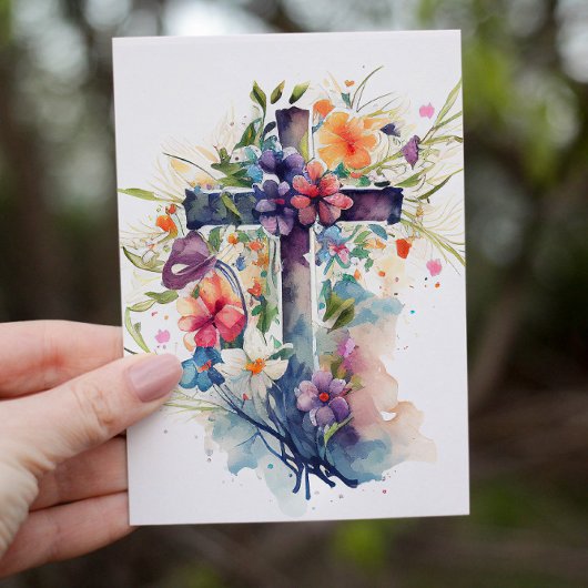 Schönes Christliches Wasserfarbkreuz Feiertagskarte