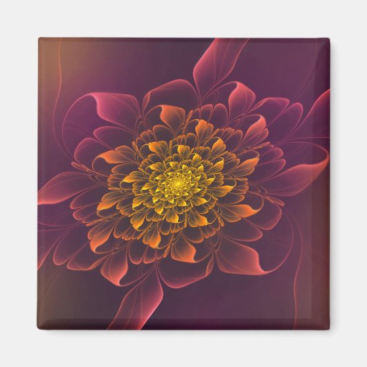Schönes Chrysanthemum Fraktal Lila Magnet (Vorne)