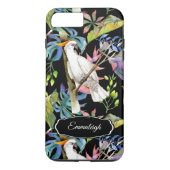 Schönes Cockatoo Bird tropisches Muster Schwarz Case-Mate iPhone Hülle (Rückseite)