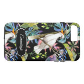 Schönes Cockatoo Bird tropisches Muster Schwarz Case-Mate iPhone Hülle (Rückseite (Horizontal))