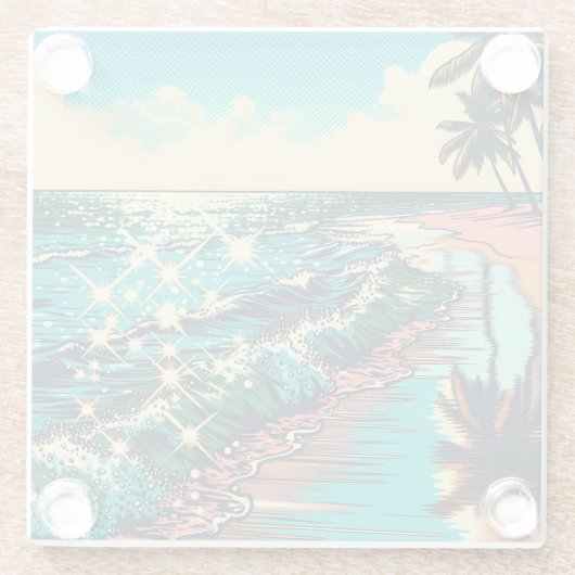 Schönes Comic Pop Art Style Beach Szene Glasuntersetzer (Rückseite)