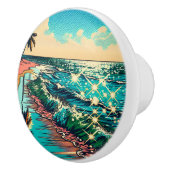 Schönes Comic Pop Art Style Beach Szene Keramikknauf (Rechts)