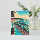 Schönes Comic Pop Art Style Beach Szene Postkarte (Stehend Vorderseite)