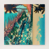 Schönes Comic Pop Art Style Beach Szene Puzzle (Horizontal)