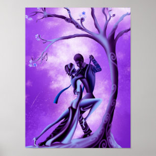 Schönes Couple Dance Tango im Mondlicht Poster