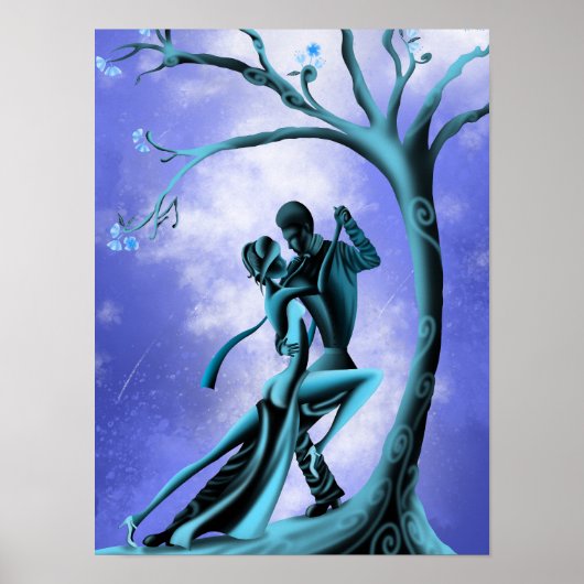 Schönes Couple Dance Tango im Mondlicht Poster (Vorne)
