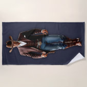 Schönes Cowboy Navy Blue & Brown Beach Handtuch (Vorderseite)