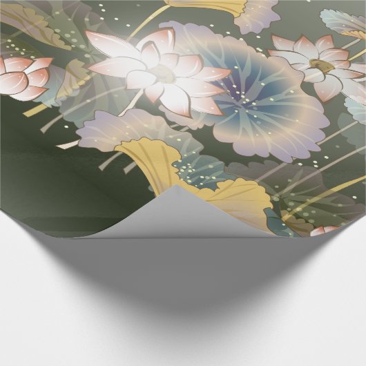 Schönes Cranes Lily Pads Wrapping Paper Geschenkpapier (Ecke)