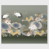 Schönes Cranes Lily Pads Wrapping Paper Geschenkpapier (Flach)