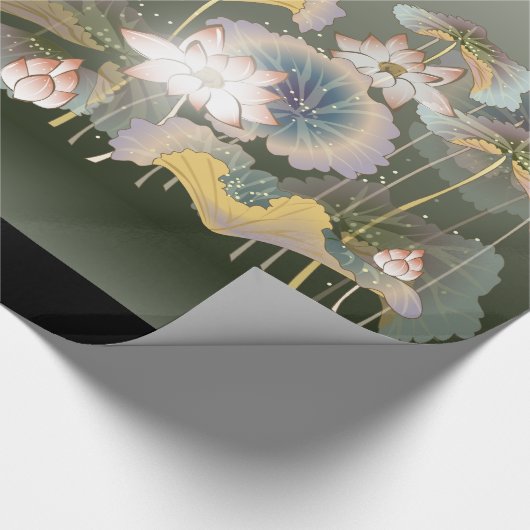 Schönes Cranes Lily Pads Wrapping Paper Geschenkpapier (Ecke)