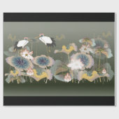 Schönes Cranes Lily Pads Wrapping Paper Geschenkpapier (Flach)