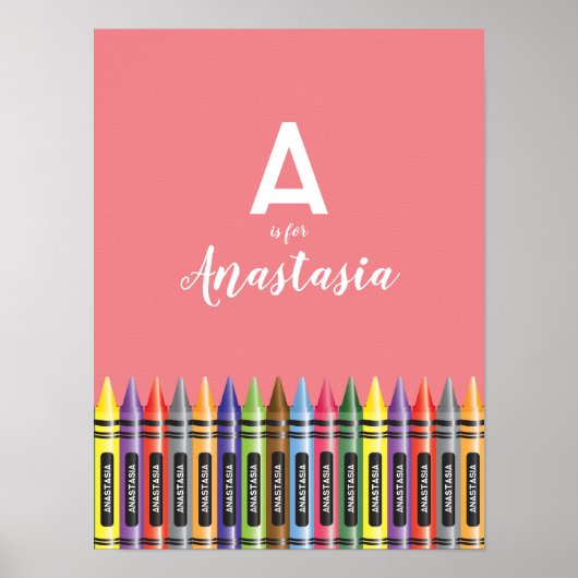 Schönes Crayon Art Pink Zimmer Deco Monogram Poster (Vorne)