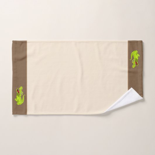 Schönes Crocodile auf Beige & Brown Badhandtuch Set (Handtuch)