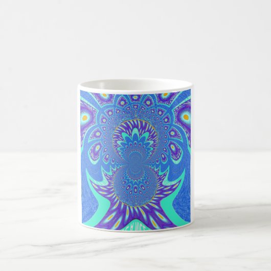 Schönes cyan-blaues Kaleidoskop-Vektordesign Kaffeetasse (Mittel)