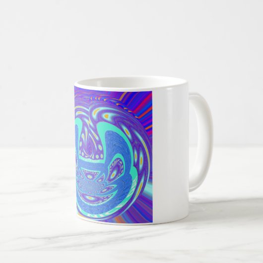 Schönes cyan-blaues Kaleidoskop-Vektordesign Kaffeetasse (VorderseiteRechts)