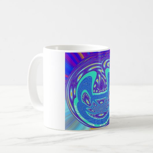 Schönes cyan-blaues Kaleidoskop-Vektordesign Kaffeetasse (Vorderseite Links)
