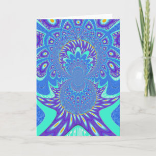 Schönes cyan-blaues Kaleidoskop-Vektordesign Karte