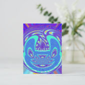 Schönes cyan-blaues Kaleidoskop-Vektordesign Postkarte (Stehend Vorderseite)