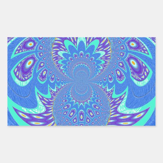 Schönes cyan-blaues Kaleidoskop-Vektordesign Rechteckiger Aufkleber (Vorderseite)