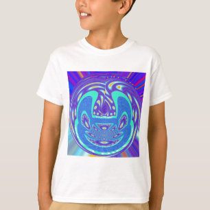 Schönes cyan-blaues Kaleidoskop-Vektordesign T-Shirt