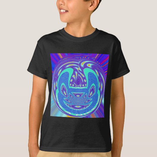 Schönes cyan-blaues Kaleidoskop-Vektordesign T-Shirt (Vorderseite)