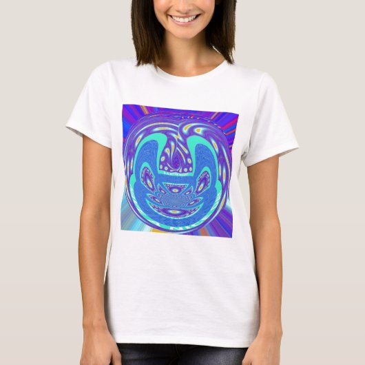 Schönes cyan-blaues Kaleidoskop-Vektordesign T-Shirt (Vorderseite)