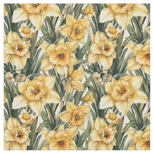 Schönes Daffodielgelb Nahtloses Muster Stoff (Nahaufnahme)