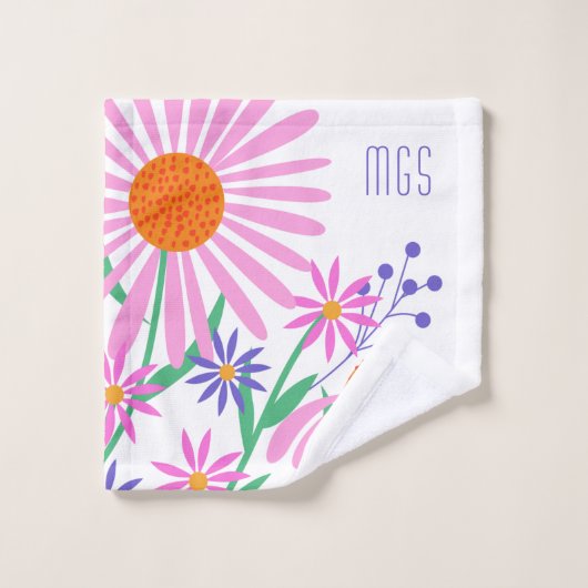 Schönes Daisies-Waschtuch in Monogramm Waschlappen (Waschlappen)