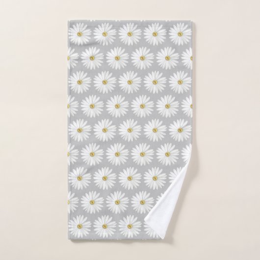 Schönes Daisy-Blume-Muster auf Light Grau Badhandtuch Set (Handtuch)