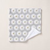 Schönes Daisy-Blume-Muster auf Light Grau Badhandtuch Set (Waschlappen)