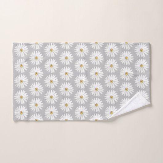 Schönes Daisy-Blume-Muster auf Light Grau Badhandtuch Set (Handtuch)