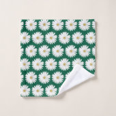 Schönes Daisy-Blume-Muster bei Hunter Green Badhandtuch Set (Waschlappen)