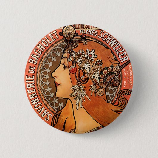 Schönes Damenprofil - Mucha Button (Vorderseite)