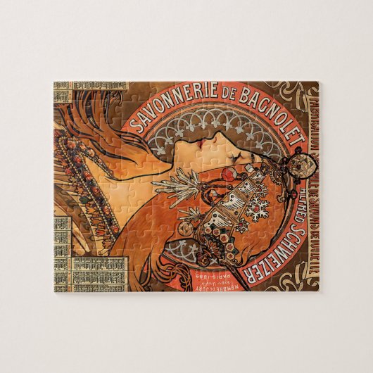Schönes Damenprofil - Mucha Puzzle (Horizontal)