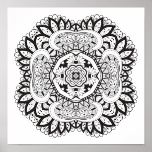 Schönes Deko-Quadrat-Gekritzel 2 Poster