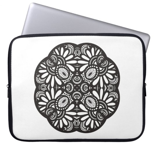 Schönes Deko-schwarzes Quadrat-Gekritzel Laptopschutzhülle (Vorderseite)