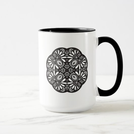 Schönes Deko-schwarzes Quadrat-Gekritzel Tasse (Rechts)